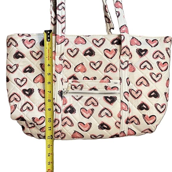 NEW QUILTED BAG PURSE SET White with Pink Hearts WOMAN WITHIN 2 Piece Set 0958A - Picture 8 of 14